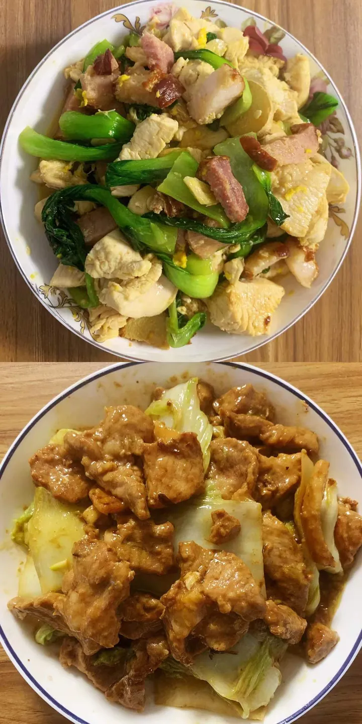 烹饪:青菜炒肉 包菜炒肉